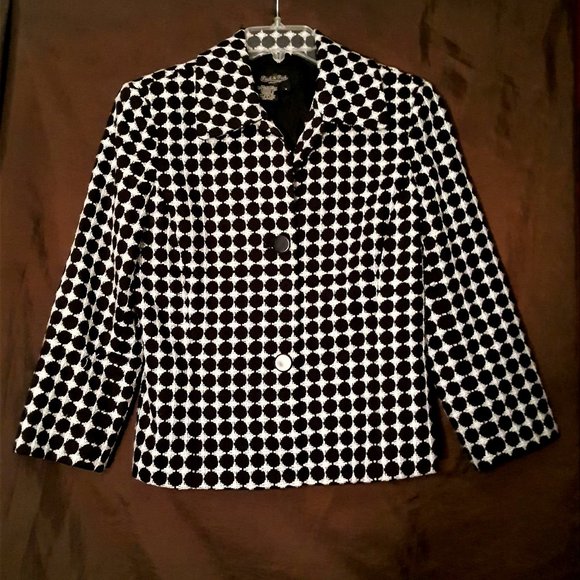Peck and Peck Black and White Polka Dot Blazer SZ4 - Picture 1 of 5
